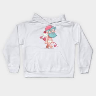 Beard cupid cartoon character design. Kids Hoodie